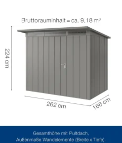 Hörmann Metallgerätehaus Juno JPD8 M-Sk Motiv Modern, ca. B277/H224/T214 cm