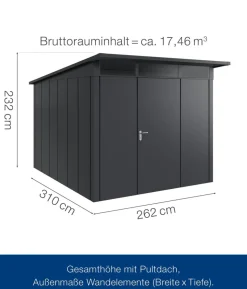 Hörmann Metallgerätehaus Juno JPD7 M-Sk Motiv Modern, ca. B229/H232/T358 cm