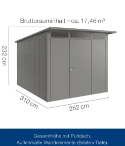 Hörmann Metallgerätehaus Juno JPD7 M-Sk Motiv Modern, ca. B229/H232/T358 cm