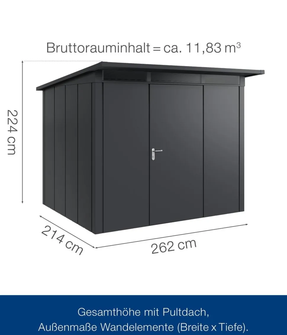 Hörmann Metallgerätehaus Juno JPD7 L-Sk Motiv Design, ca. B229/H232/T358 cm