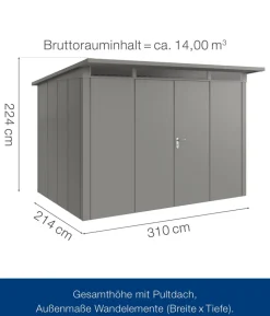 Hörmann Metallgerätehaus Juno JPD12 L-Sk Motiv Design mit Doppeltür, ca. B325/H224/T262 cm