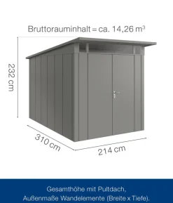 Hörmann Metallgerätehaus Juno JPD13 L-Sk Motiv Design, ca. B325/H232/T310 cm
