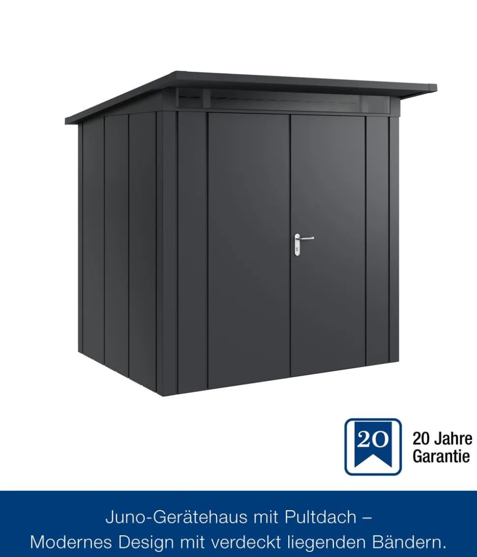 Hörmann Metallgerätehaus Juno JPD4 L-Sk Motiv Design mit Doppeltür, ca. B229/H224/T214 cm