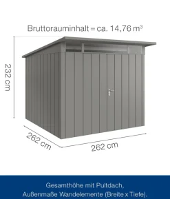 Hörmann Metallgerätehaus Juno JPD4 L-Sk Motiv Design mit Doppeltür, ca. B229/H224/T214 cm