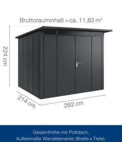 Hörmann Metallgerätehaus Juno JPD9 L-Sk Motiv Design mit Doppeltür, ca. B277/H224/T262 cm