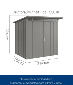 Hörmann Metallgerätehaus Juno JPD4 M-Sk Motiv Modern mit Doppeltür, ca. B229/H224/T214 cm