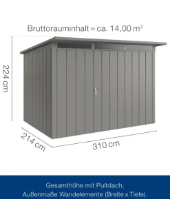 Hörmann Metallgerätehaus Juno JPD13 M-Sk Motiv Modern mit Doppeltür, ca. B325/H232/T310 cm
