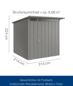 Hörmann Metallgerätehaus Juno JPD5 M-Sk Motiv Modern, ca. B229/H224/T262 cm
