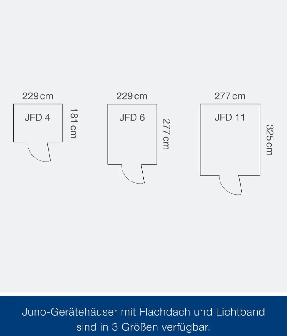 Hörmann Metallgerätehaus Juno mit Lichtband & Doppeltür JFD6 2126 M-Sk, ca. B229/H239/T277 cm