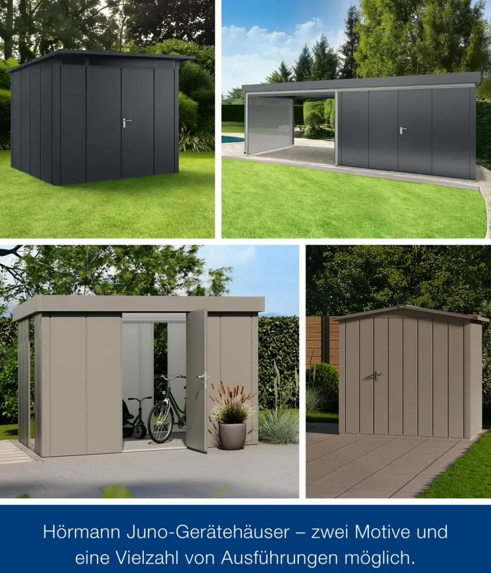 Hörmann Metallgerätehaus Juno JPD5 M-Sk Motiv Modern mit Doppeltür, ca. B229/H224/T262 cm