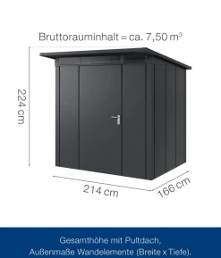 Hörmann Metallgerätehaus Juno JPD4 L-Sk Motiv Design, ca. B229/H224/T214 cm