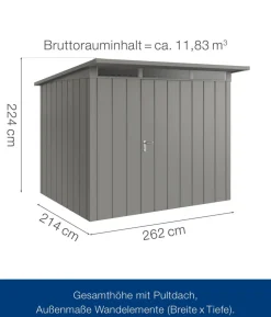 Hörmann Metallgerätehaus Juno JPD9 M-Sk Motiv Modern, ca. B277/H224/T262 cm