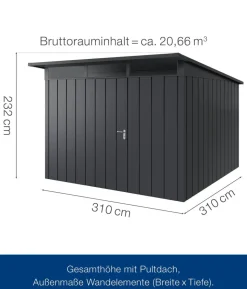 Hörmann Metallgerätehaus Juno JPD14 M-Sk Motiv Modern, ca. B325/H232/T358 cm