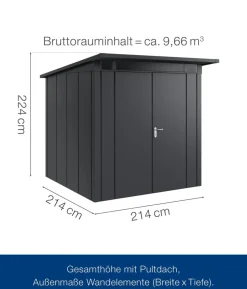 Hörmann Metallgerätehaus Juno JPD5 L-Sk Motiv Design mit Doppeltür, ca. B229/H224/T262 cm