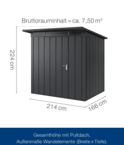 Hörmann Metallgerätehaus Juno JPD4 M-Sk Motiv Modern, ca. B229/H224/T214 cm