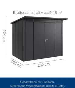 Hörmann Metallgerätehaus Juno JPD8 L-Sk Motiv Design mit Doppeltür, ca. B277/H224/T214 cm