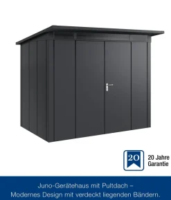 Hörmann Metallgerätehaus Juno JPD8 L-Sk Motiv Design mit Doppeltür, ca. B277/H224/T214 cm