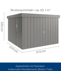 Hörmann Metallgerätehaus Juno JFD14 M-Sk Motiv Modern bodentiefes Fenster mit Doppeltür, ca. B325/H222/T325 cm