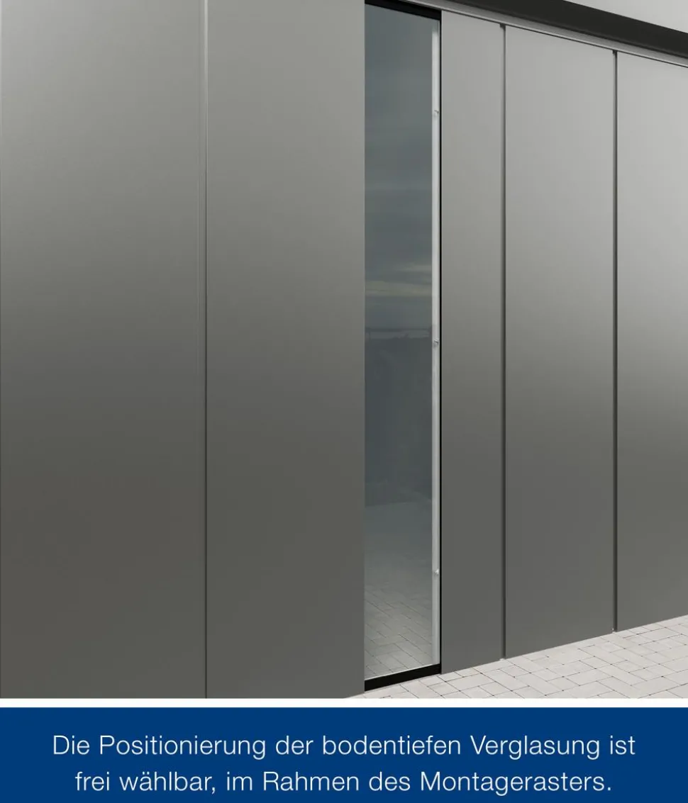 Hörmann Metallgerätehaus Juno JFD14 M-Sk Motiv Modern bodentiefes Fenster mit Doppeltür, ca. B325/H222/T325 cm