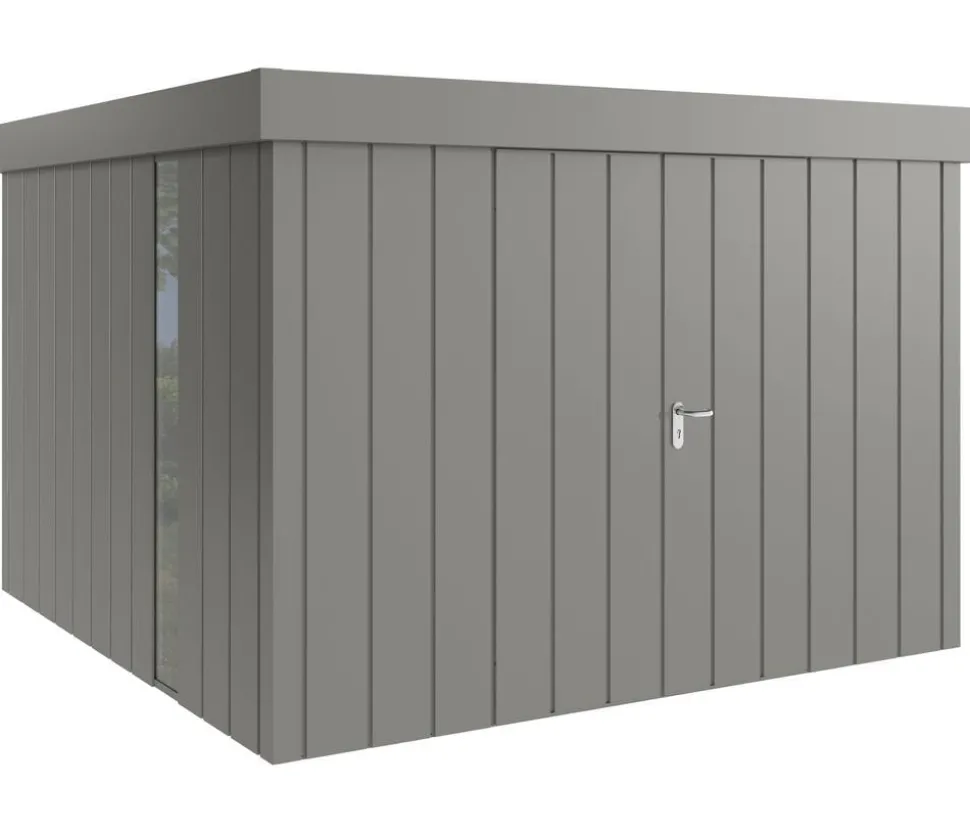 Hörmann Metallgerätehaus Juno JFD14 M-Sk Motiv Modern bodentiefes Fenster mit Doppeltür, ca. B325/H222/T325 cm