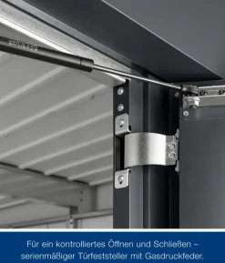 Hörmann Metallgerätehaus Juno JSD14 M-Sk Motiv Modern bodentiefes Fenster, ca. B333/H231/T325 cm