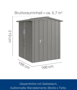Hörmann Metallgerätehaus Juno JSD2 M-SK Motiv Modern bodentiefes Fenster, ca. B189/H219/T181 cm