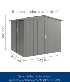 Hörmann Metallgerätehaus Juno JSD9 M-Sk Motiv Modern bodentiefes Fenster mit Doppeltür, ca. B285/H227/T237 cm