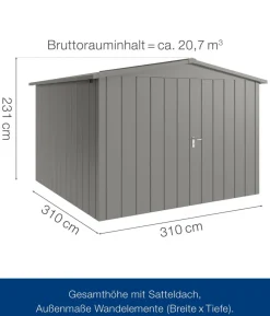 Hörmann Metallgerätehaus Juno JSD14 M-Sk Motiv Modern mit Doppeltür, ca. B333/H231/T325 cm
