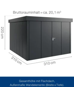 Hörmann Metallgerätehaus Juno JFD14 L-Sk Motiv Design mit Doppeltür, ca. B325/H222/T325 cm