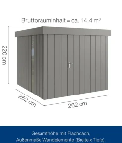 Hörmann Metallgerätehaus Juno JFD10 L-Sk Motiv Design mit Doppeltür, ca. B277/H222/T277 cm