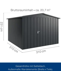 Hörmann Metallgerätehaus Juno JSD14 M-Sk Motiv Modern, ca. B333/H231/T325 cm