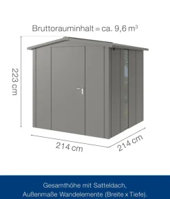 Hörmann Metallgerätehaus Juno JSD5 L-Sk Motiv Design bodentiefes Fenster, ca. B237/H223/T229 cm