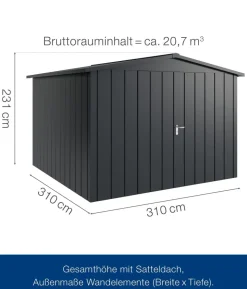 Hörmann Metallgerätehaus Juno JSD14 M-Sk Motiv Modern mit Doppeltür, ca. B333/H231/T325 cm