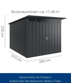 Hörmann Metallgerätehaus Juno JPD11 M-Sk Motiv Modern mit Doppeltür, ca. B277/H232/T358 cm