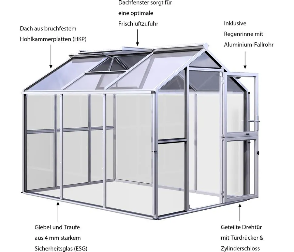 KGT Gewächshaus Galant III, ESG + HKP