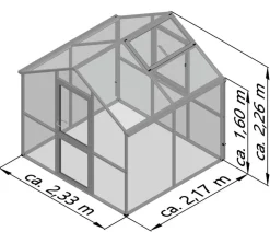 KGT Gewächshaus Iris II, ca. B233/H226/T217 cm