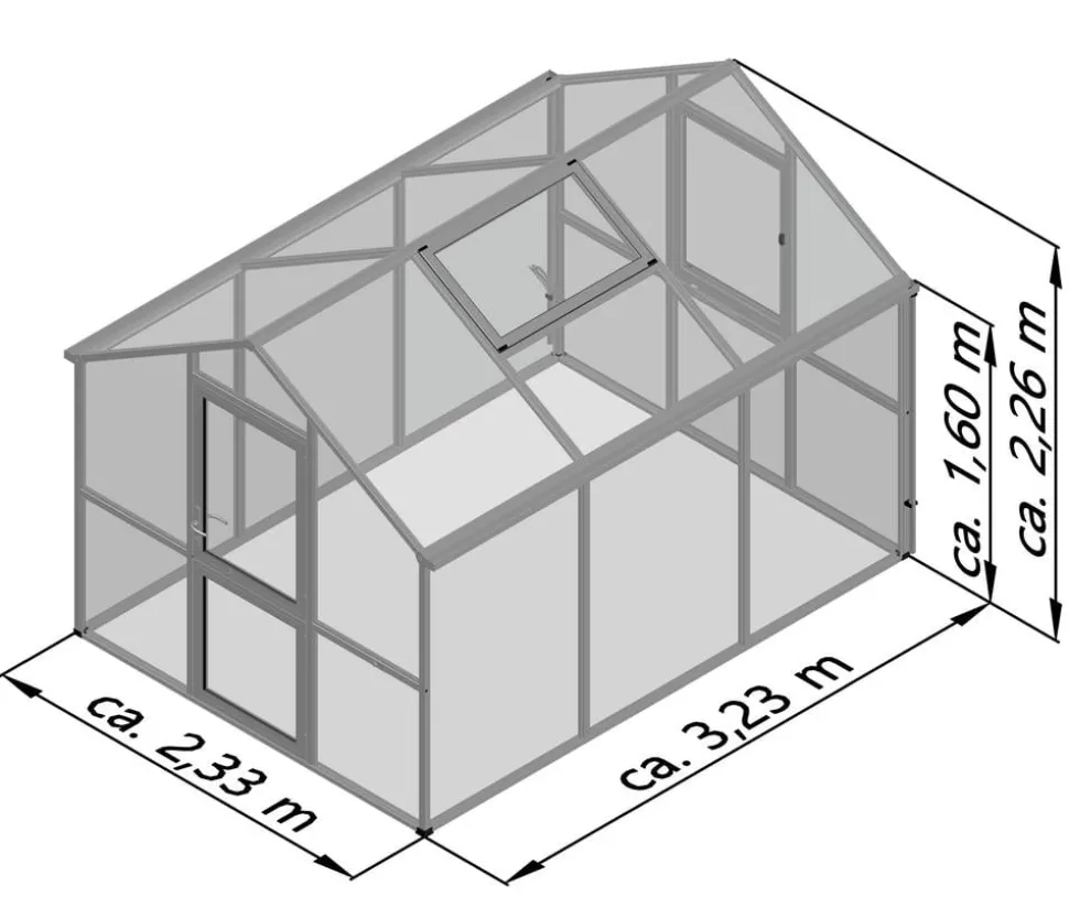 KGT Gewächshaus Iris III, ca. B233/H226/T323 cm