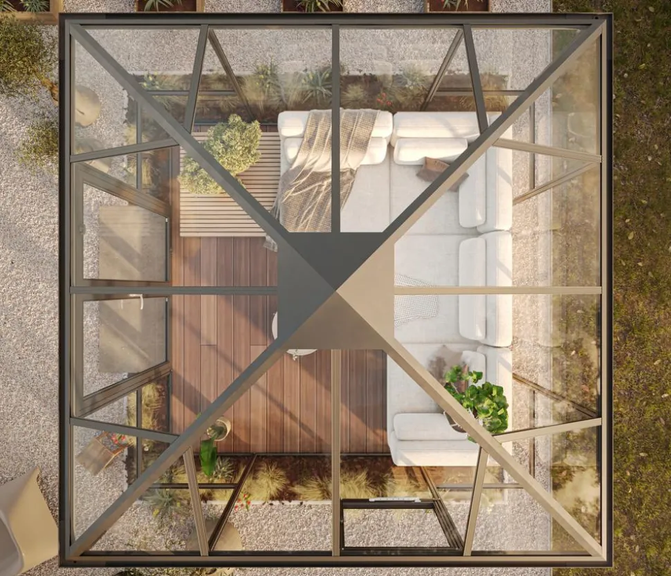 KGT Gewächshaus-Pavillon PaviLux 3 x 3 m ESG/HKP, ca. B300/H288/T300 cm
