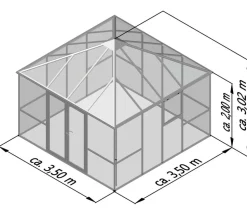 KGT Gewächshaus-Pavillon PaviLux 3,50 x 3,50 m ESG/HKP, ca. B350/H302/T350 cm