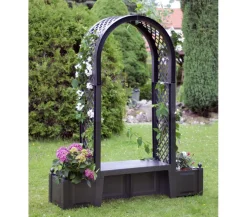 KHW Kunststoff-Gartenbank mit Rosenbogen Brüssel, ca. B174/H207/T49 cm