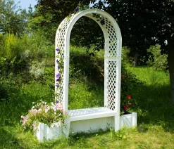 KHW Kunststoff-Gartenbank mit Rosenbogen Brüssel, ca. B174/H207/T49 cm