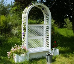 KHW Kunststoff-Gartenbank mit Rosenbogen Amsterdam, ca. B174/H207/T49 cm