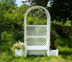 KHW Kunststoff-Gartenbank mit Rosenbogen Amsterdam, ca. B174/H207/T49 cm