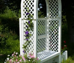 KHW Kunststoff-Gartenbank mit Rosenbogen Amsterdam, ca. B174/H207/T49 cm