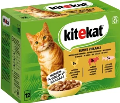 KITEKAT® Nassfutter für Katzen Multipack Bunte Vielfalt in Sauce, Adult, 12 x 85 g