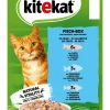 KITEKAT® Nassfutter für Katzen Multipack Fisch-Box in Gelee, Adult, 12 x 85 g