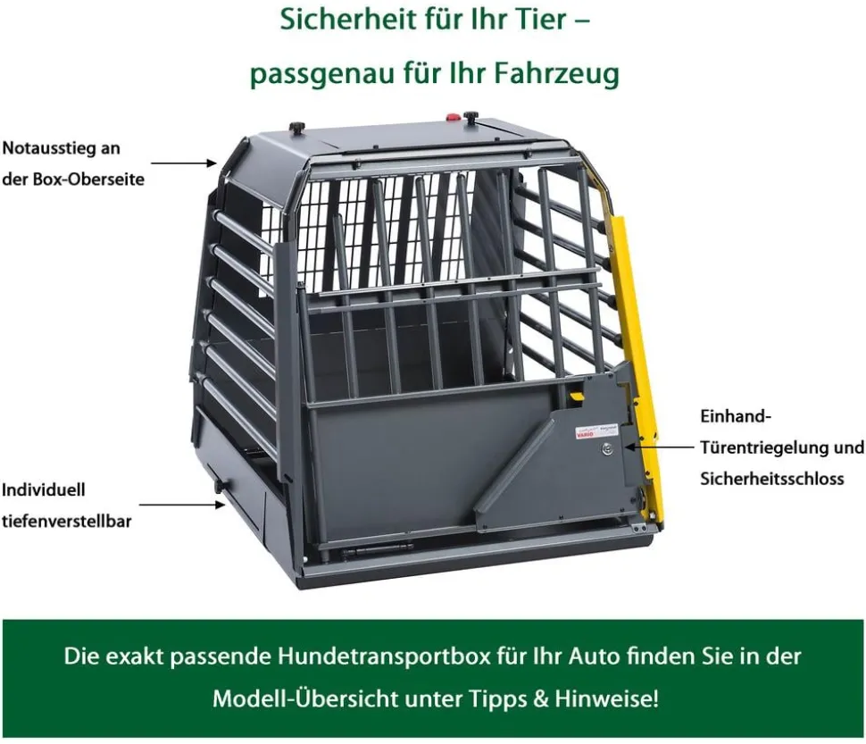 kleinmetall® Hundetransportbox VarioCage Einzelbox SL+, ca. B70/H69/T76-103 cm