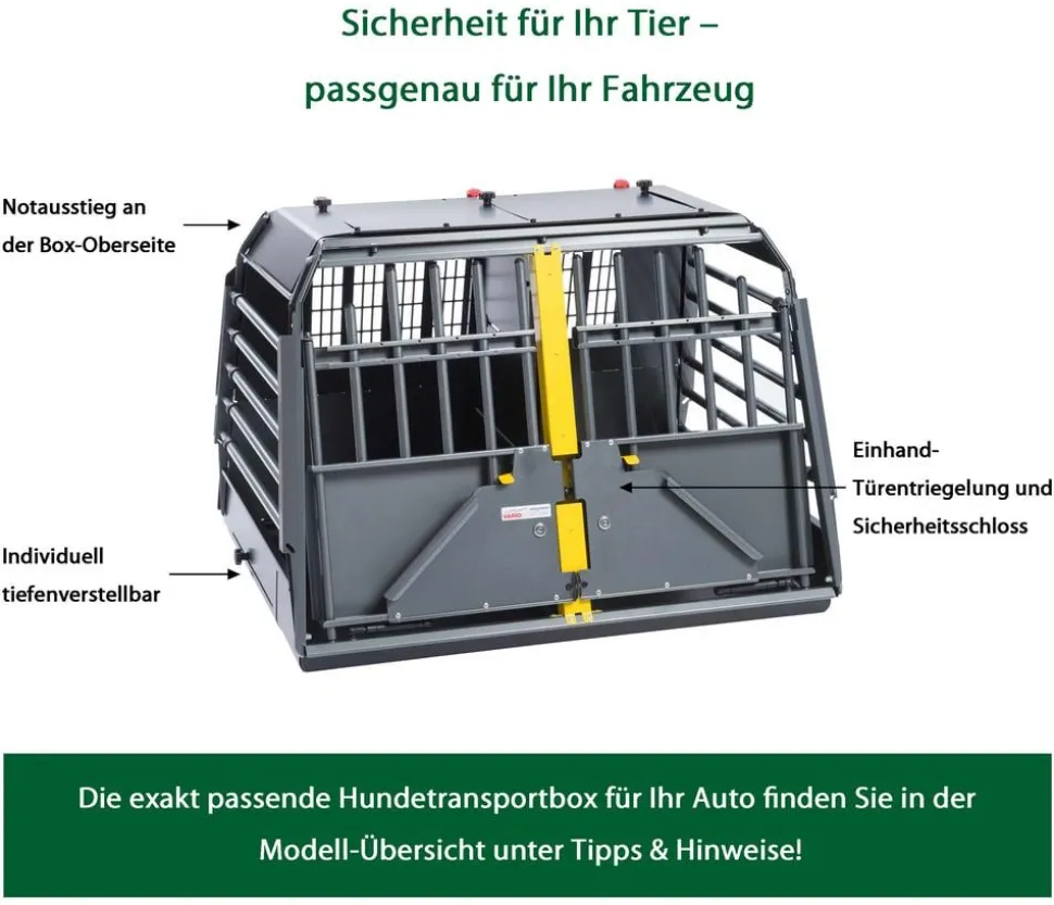 kleinmetall® Hundetransportbox VarioCage Doppelbox M, ca. B93/H65/T76-103 cm