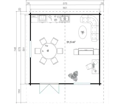 Lasita Maja Blockbohlenhaus Zanzibar, ca. B635/H306/T745 cm