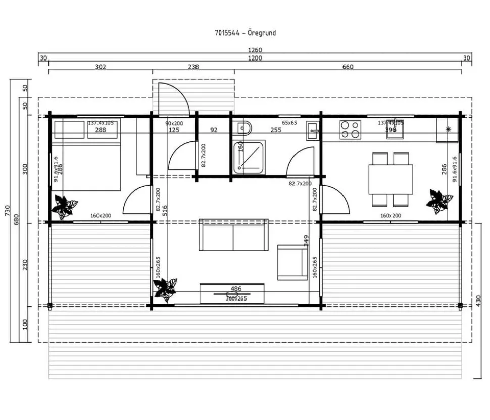 Lasita Maja Ferienhaus Öregrund, ca. B1260/H312,8/T730 cm